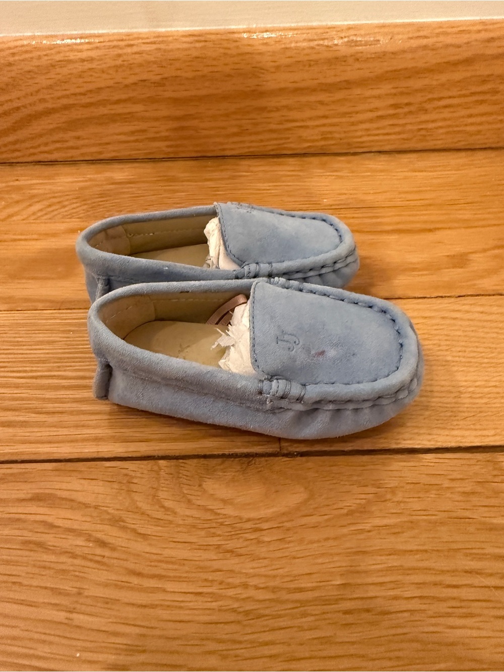 Janie and Jack Baby Blue Suede Moccasin Slip-Ons